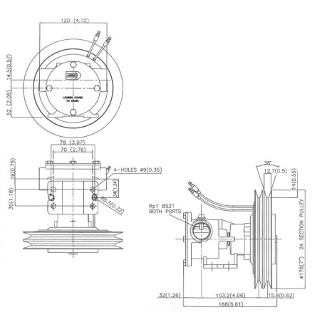 Jabsco 50580-2101 - 1" bronspump med elektromagnetisk koppling