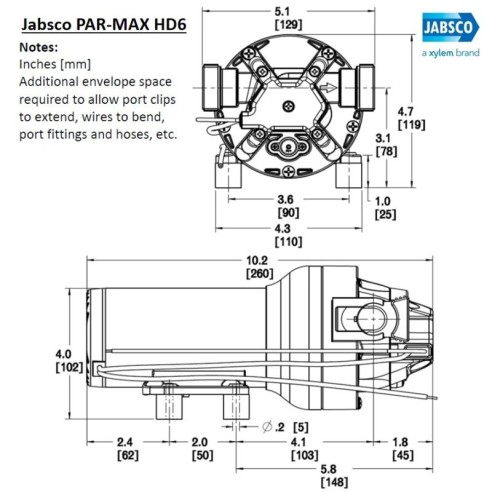 Pompe d'autoclave Jabsco P601J-218S-3A - Par Max 6HD - 60 psi - 12 V