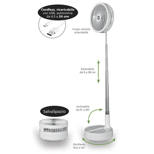 Rechargeable cordless space fan with...