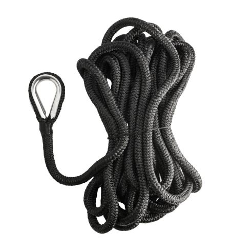 Cima di ormeggio a doppia treccia con redancia in acciaio inox