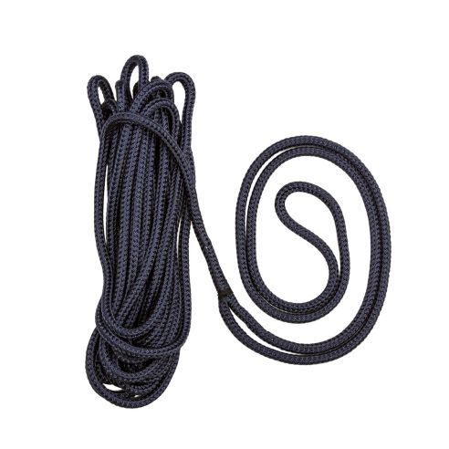 Double braid mooring line with spliced eye