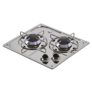 Table de cuisson à gaz encastrable en inox, 2 foyers PC1321 - Can
