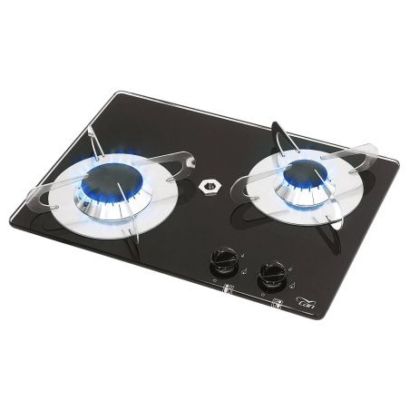 Inbouw gaskookplaat compact in glas, 2 pitten PV1351 - Can