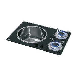 PV1360 built-in glass combination gas hob, 2 burners with sink - Can