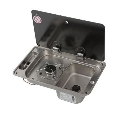 Plaque de cuisson gaz encastrable combinée, 1 feu avec couvercle en verre simple FL1323 - Can