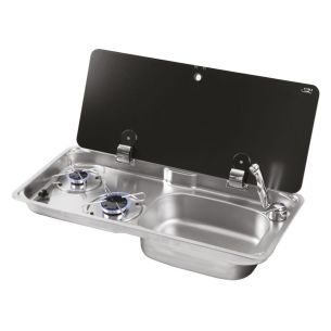 Piano cottura a gas da incasso combinato, 2 fuochi con coperchio in vetro singolo FL1770 - Can