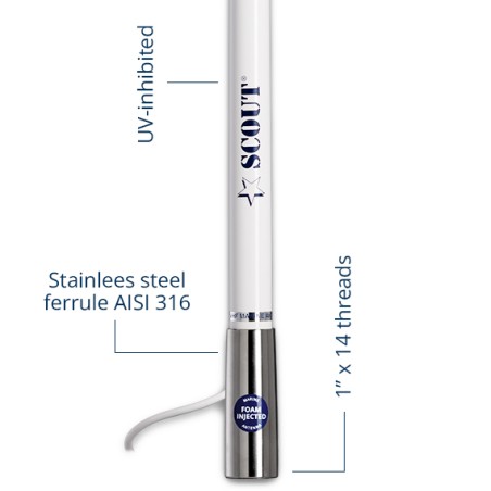Maritim AM/FM-antenne 1,2 m IP69 KS-120 hvit – Scout