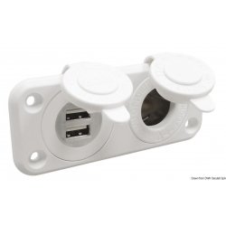Presa accendisigari + doppia USB bianca - Osculati