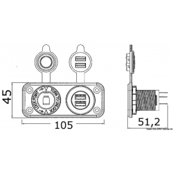 Witte sigarettenaansteker + dubbele USB - Osculati 2