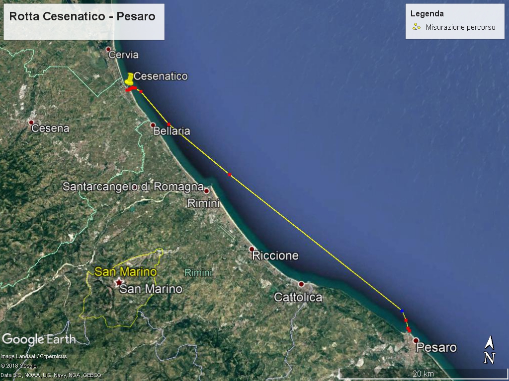 Rotta nautica 003 Cesenatico Pesaro Navigare in Adriatico 