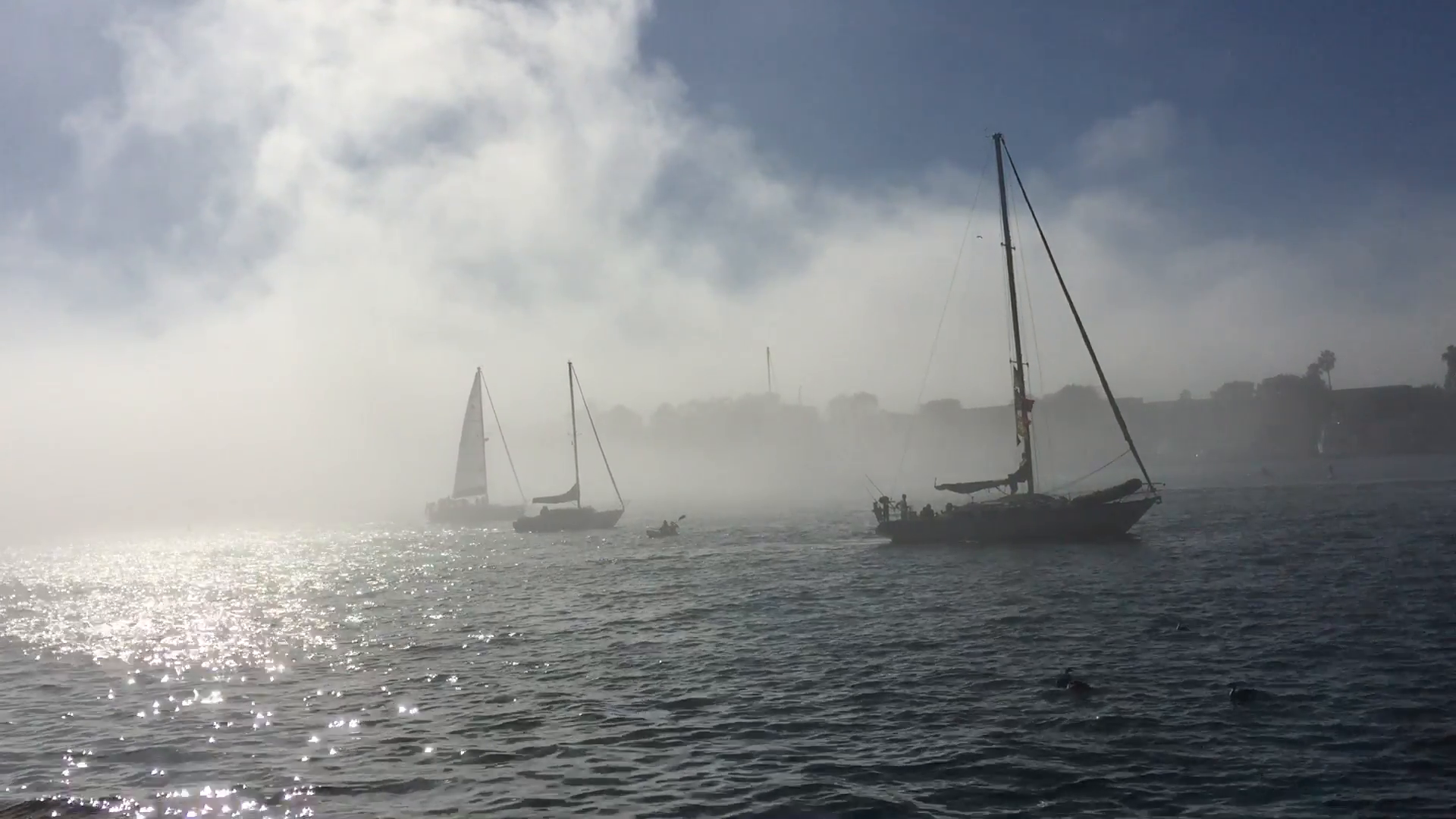 Barche a vela nella nebbia