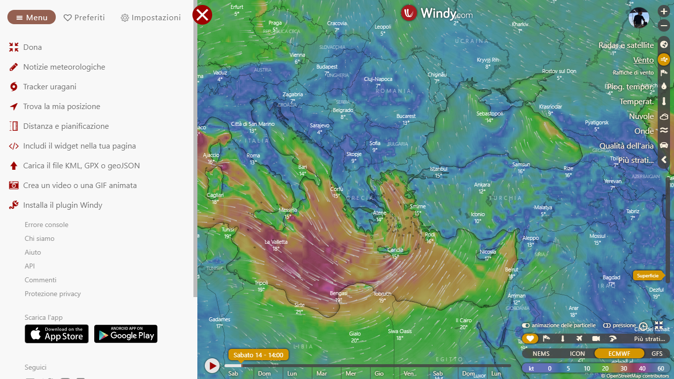 my windy app - screenshot - meteo windy